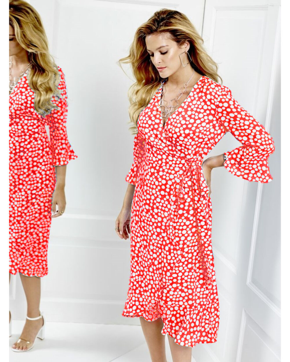 TIA Spotted Dress in Red
