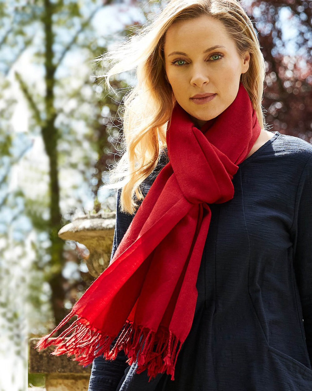 ADINI Wool Shawl - Red Cherry