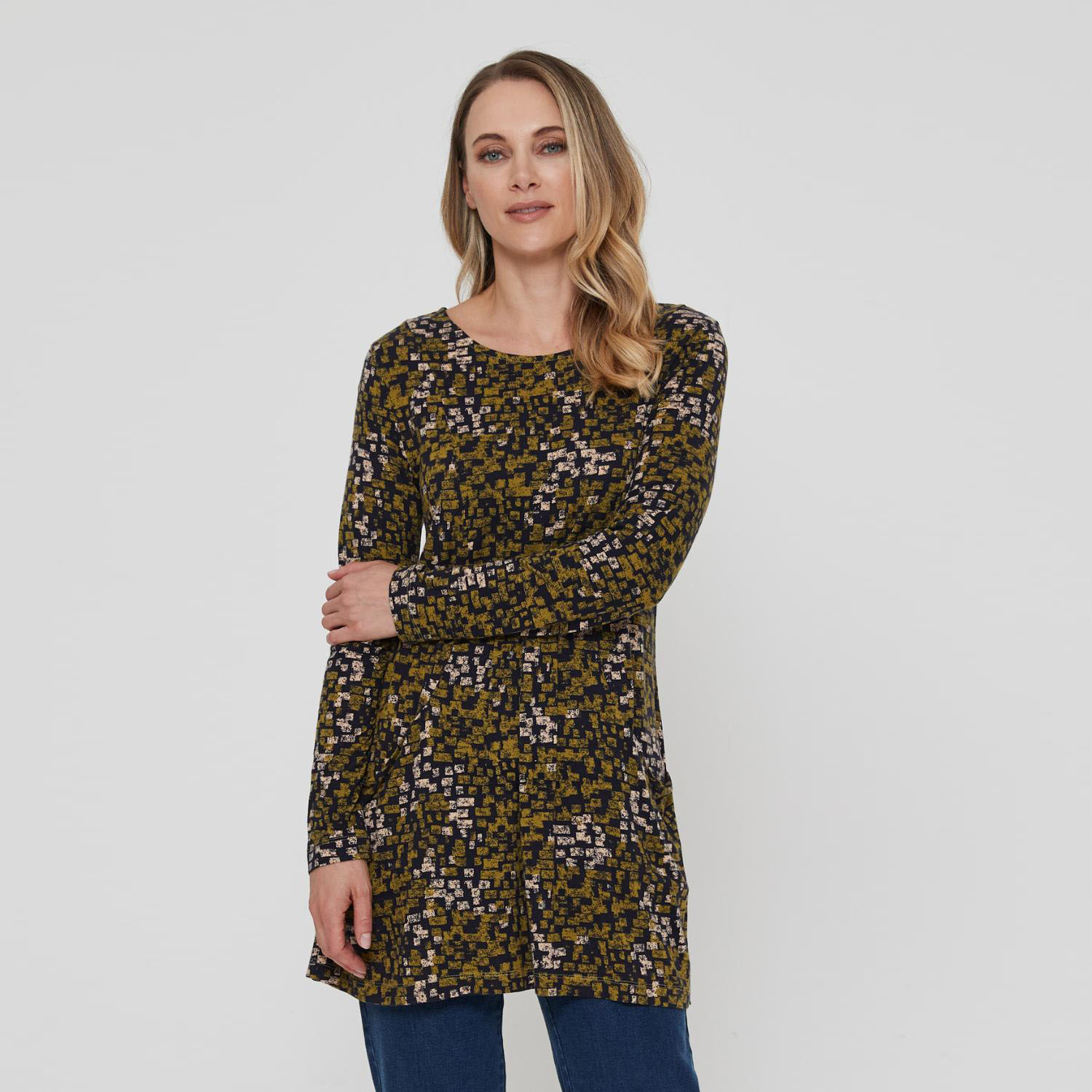 ADINI Square Print Eden Tunic - Green Mix
