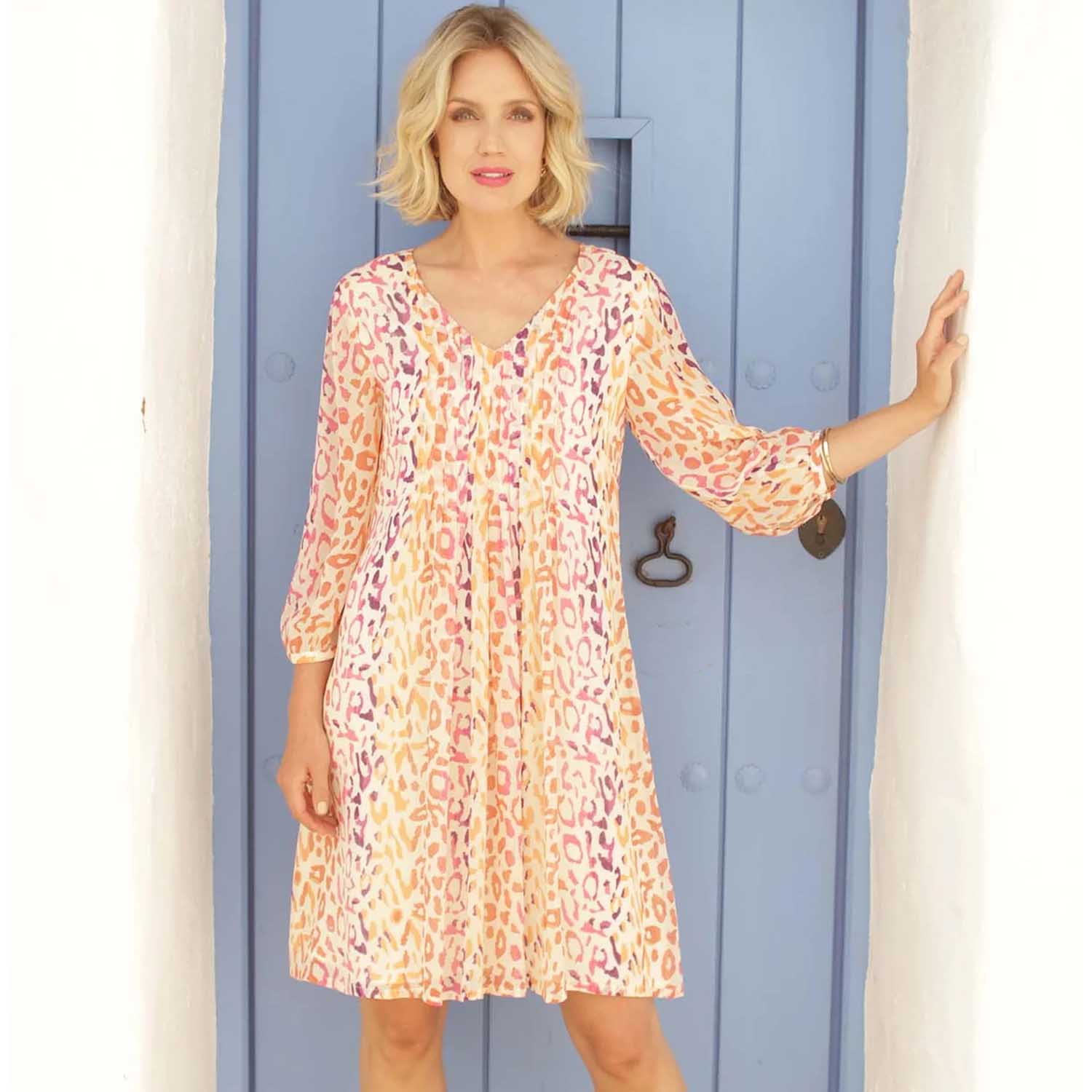 POMODORO Leopard Dress in Subtle Pinks
