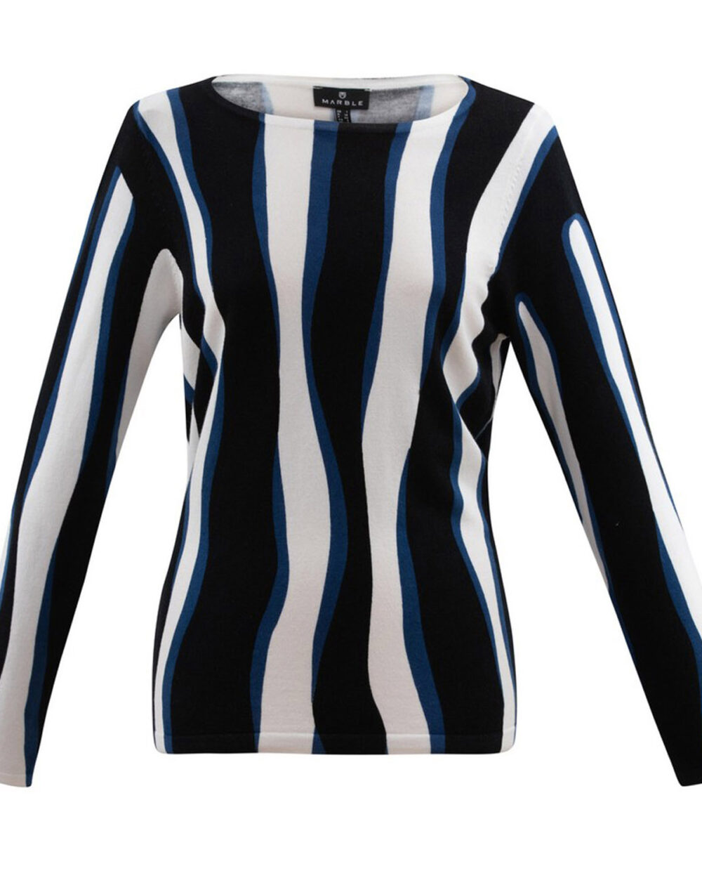 MARBLE Wave Print Striped Jumper in Teal