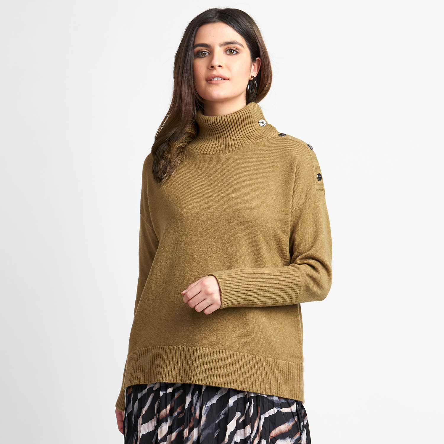 FOIL Bright As A Button Jumper in Cognac