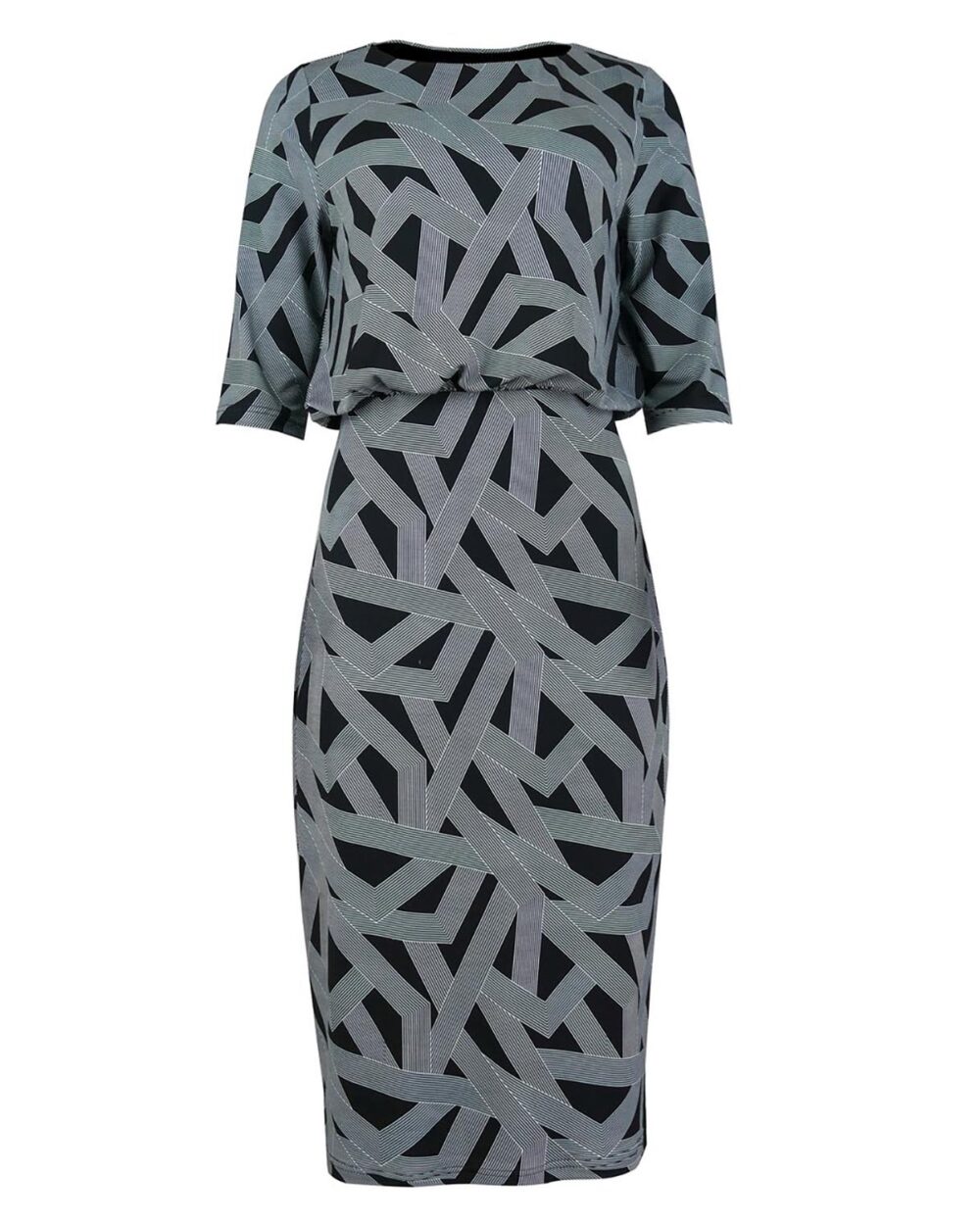 LIBRA Navy and White Blouson Dress