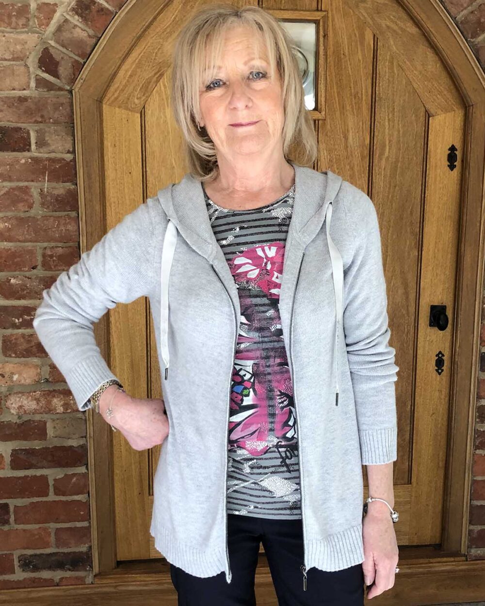 LEBEK Casual Knitted Jacket in Stone