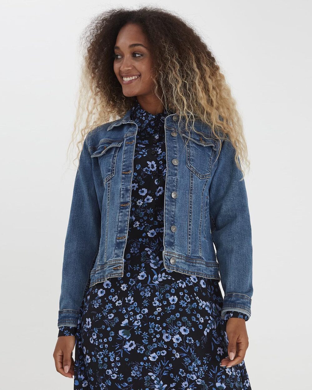 B YOUNG Denim Jacket in Mid Blue