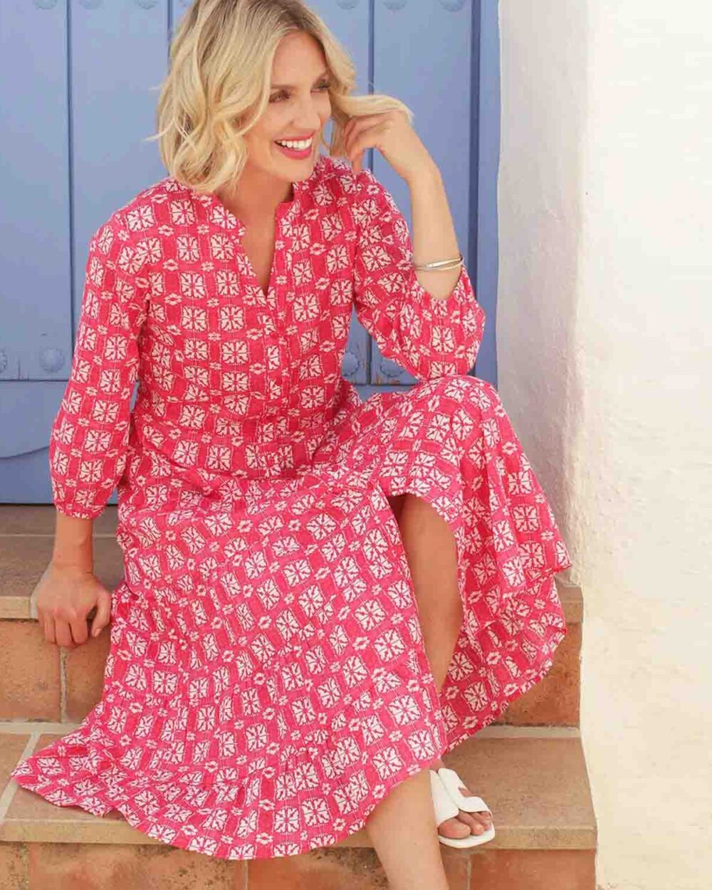 POMODORO Pink Batik Print Dress